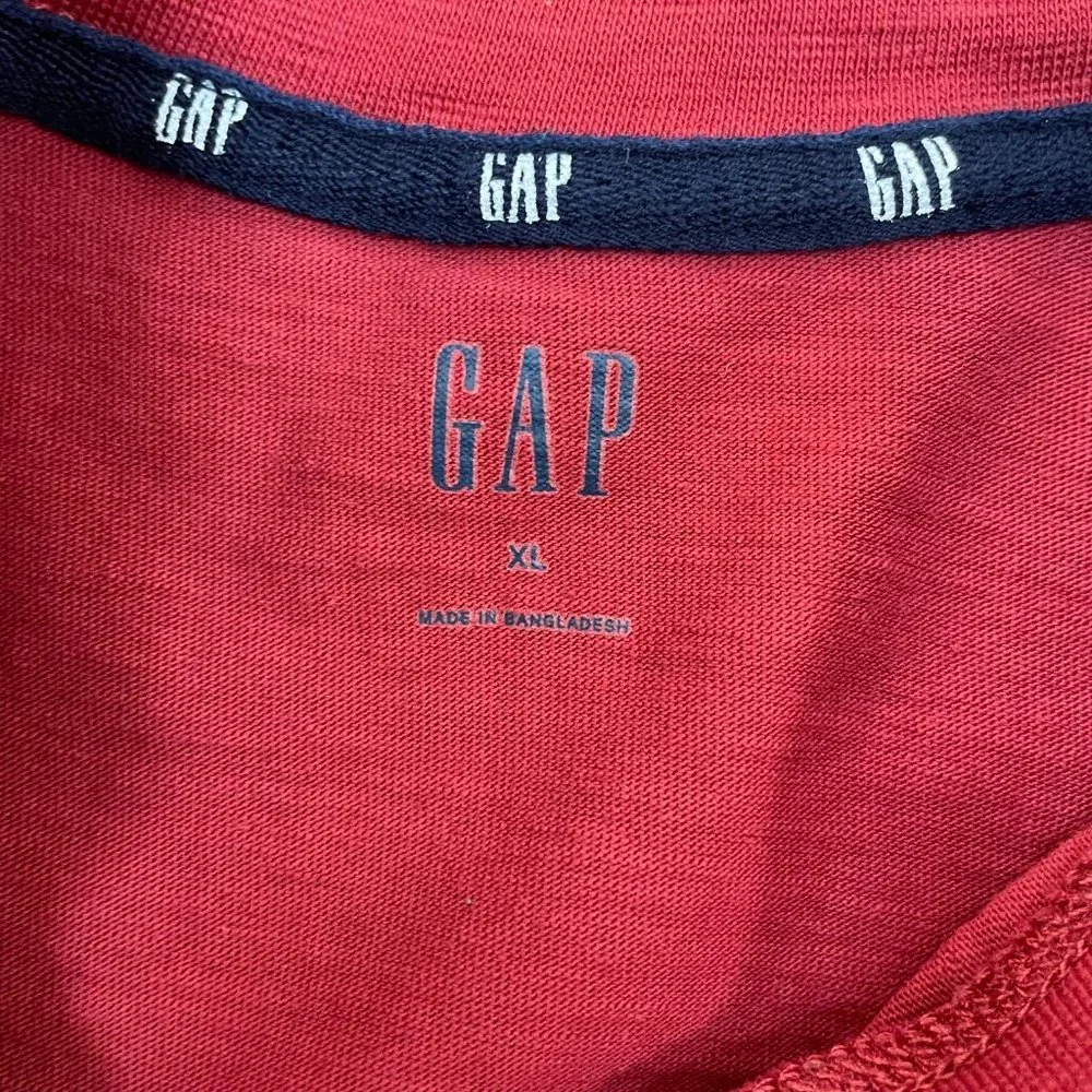 Gap Shirt XL Red Henley Slub Cotton Long Sleeve Casual Men's - Picture 11 of 13